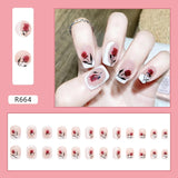 Anokhinaliza 24Pcs/Box Red Ballerina Fake Nails Press On Nial Art Tips False Nails Press On Nails Coffin Artificial Nails