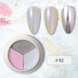 Mirror Nail Powder Pigment Pearl White Rubbing on Nail Art Glitter Dust Chrome Aurora Blue Manicure Holographic Decorations