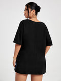 Anokhinaliza Plus Size T Shirt 4XL Fashion Women Half Sleeve V Neck Black Oversized Casual Blouse Summer Elegant Solid Ladies Tops