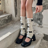 Anokhinaliza New Japanese Bow JK Knitted Leg Socks Wool Pile Socks Leg Warmer Y2k Punk Harajuku Leg Cover Pile Socks Korean Leg Socks