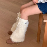 Anokhinaliza Y2k Women Imitation Rabbit Fur Leg Warmers Kawaii Lolita Leggings Boots Stocking Thickened Cover Harajuku Foot Boots Cover