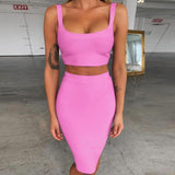 Anokhinaliza dress sets Women Sexy Two Piece Skirt Set Summer Lilac Bodycon skirt and top set matching sets For Club Party