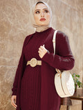 Anokhinaliza   Women Dress New Season Autumn Winter 2 Piece Hijab Knitwear Suit Islamic Muslim Clothing Long Cardigan Model Made in Turkey
