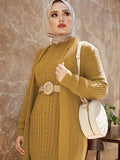 Anokhinaliza   Women Dress New Season Autumn Winter 2 Piece Hijab Knitwear Suit Islamic Muslim Clothing Long Cardigan Model Made in Turkey