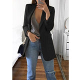 CINESSD Office Lady Blazer Coats Lapel Long Sleeve Solid Cardigan Jackets Black Plus Size Lining Pocket Suits Blazer 17 Colors