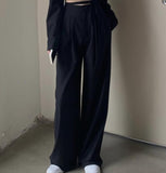Anokhinaliza 2-Piece Set Fashion Women Crop Blazer Jacket  Trousers Suits Wide Leg Pants Outfit