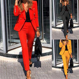 Anokhinaliza  New Women's Commuter Suit Pants Red Suit Jacket Pants Office Suit Ladies Suit Ladies Suit Suit Jacket with Pants 2 Piece Se