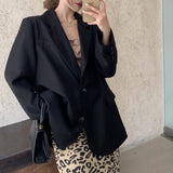 Double Breasted Blazer Long Sleeve Jacket Women Loose Coat Autumn Winter Female Streetwear Over Size Plus Clothes