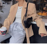 Double Breasted Blazer Long Sleeve Jacket Women Loose Coat Autumn Winter Female Streetwear Over Size Plus Clothes