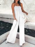 Anokhinaliza 2022baseball game tomboy style swaggy outfits easter women cochella going out classic style edgy style brunch cuteWomen Strap Loose Jumpsuit Summer Casual Wide Leg Pants Solid Dungaree Bib Overalls Sleeveless Pocket Jumpsuits Women Streetwear