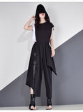 Anokhinaliza alt black girl going out classic style women edgy style church outfit brunch outfit cute spring outfitsHigh Waist Patchwork Hit Color Pants Women Clothes  Summer Autumn Fashion Elastic Waist Casual Wide Leg Pants XJ4619