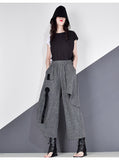 Anokhinaliza alt black girl going out classic style women edgy style church outfit brunch outfit cute spring outfitsHigh Waist Patchwork Hit Color Pants Women Clothes  Summer Autumn Fashion Elastic Waist Casual Wide Leg Pants XJ4619