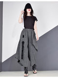 Anokhinaliza alt black girl going out classic style women edgy style church outfit brunch outfit cute spring outfitsHigh Waist Patchwork Hit Color Pants Women Clothes  Summer Autumn Fashion Elastic Waist Casual Wide Leg Pants XJ4619